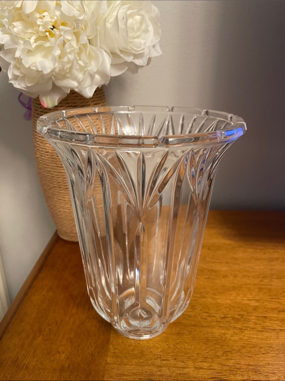 Large Crystal Etched Hurricane Candle Holder TOP Only NO BASE